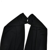 Deep V Halter Neck Backless Spliced ​​high Slit Elegant Evening Dress