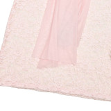 Strapless Long-sleeved Dress with Lace Splicing Straps and Hip-hugging Long Skirt