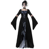 Halloween Witch Dress Hooded Skeleton Witch Mage Cosplay Stage Performance Costume