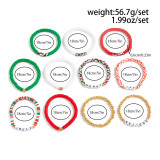 Polymer Clay Beaded Elastic Bracelet with Colorful Christmas Lettering Ornaments