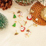 Christmas Dripping Snowflake Elk Pendant Earrings