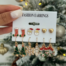Christmas Dripping Snowflake Elk Pendant Earrings