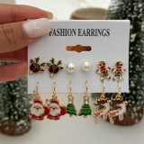 Christmas Dripping Snowflake Elk Pendant Earrings