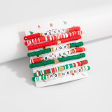 Polymer Clay Beaded Elastic Bracelet with Colorful Christmas Lettering Ornaments