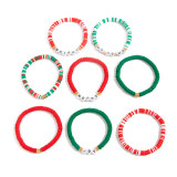 Polymer Clay Beaded Elastic Bracelet with Colorful Christmas Lettering Ornaments