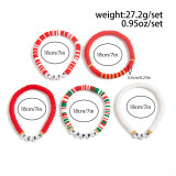 Polymer Clay Beaded Elastic Bracelet with Colorful Christmas Lettering Ornaments