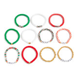 Polymer Clay Beaded Elastic Bracelet with Colorful Christmas Lettering Ornaments