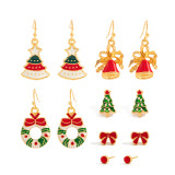 Christmas Dripping Snowflake Elk Pendant Earrings