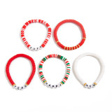 Polymer Clay Beaded Elastic Bracelet with Colorful Christmas Lettering Ornaments