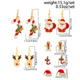Christmas Dripping Snowflake Elk Pendant Earrings