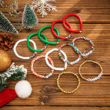 Polymer Clay Beaded Elastic Bracelet with Colorful Christmas Lettering Ornaments