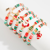 Polymer Clay Beaded Elastic Bracelet with Colorful Christmas Lettering Ornaments