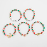 Polymer Clay Beaded Elastic Bracelet with Colorful Christmas Lettering Ornaments