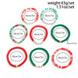 Polymer Clay Beaded Elastic Bracelet with Colorful Christmas Lettering Ornaments