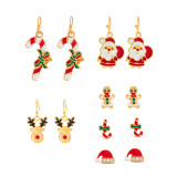 Christmas Dripping Snowflake Elk Pendant Earrings