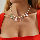 Christmas Tree Candy Snowman Pendant Necklace