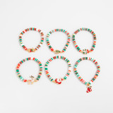 Polymer Clay Beaded Elastic Bracelet with Colorful Christmas Lettering Ornaments