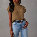 Solid Color Wool Pit Half Turtleneck Raglan Sleeve Top Sweater
