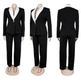 Elegant Commuter Two-piece Contrasting Large Lapel Casual Suit
