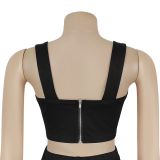 Casual Eyelet Button Top and Trousers Suit