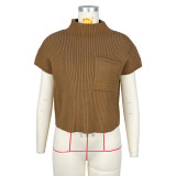 Solid Color Wool Pit Half Turtleneck Raglan Sleeve Top Sweater