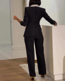 Elegant Commuter Two-piece Contrasting Large Lapel Casual Suit