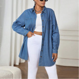 Large Size Loose Fashionable Long Sleeve Denim Shirt Jacket