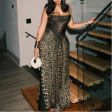 Leopard Print High Waisted Slim Fit Slip Dress