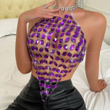 Spliced ​​catwalk Style Halter Neck Camisole