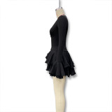 Bell Sleeve Waist Low Cut Sexy Hot Girl Button Dress