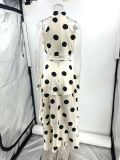 Polka Dot Print Halter Sleeveless Top Cake Skirt Suit