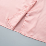 Ice Silk Long Sleeve Pants Pajama Set Feather Pajamas