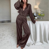 Long Sleeve Long Pants Pajama Set Cardigan Pajamas Lounge Wear