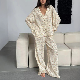 Pure Cotton Printed Trousers Pajamas Set