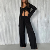 Lace-up Long-sleeved Trousers Pajama Set