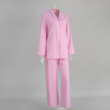 Plaid Long Sleeve Trousers Pajama Set