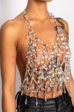 Hollow Shiny Crystal Pendant Vest