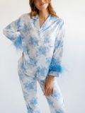 Satin Christmas Print Casual Suit Pajamas Lounge Wear