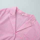 Plaid Long Sleeve Trousers Pajama Set