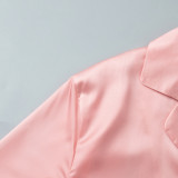 Ice Silk Long Sleeve Pants Pajama Set Feather Pajamas