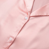 Ice Silk Long Sleeve Pants Pajama Set Feather Pajamas