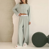 Fake Two-piece Long-sleeved Trousers Pajama Set