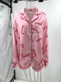 Christmas Satin Print Two-piece Loungewear Pajamas