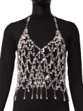 Hollow Shiny Crystal Pendant Vest