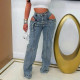 Casual Trousers with Metal Rivets