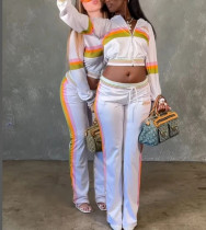 Zippered Long Sleeve Jacket and Trousers Casual Suit