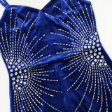 Hot Rhinestone Strap Hip-hugging Long Skirt