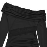 Strapless Long Sleeve Slit Armband Dress