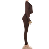 Solid Color Jumpsuit That Wraps Around the Breasts, Swings Around the Neck and Wraps Around the Waist and Hips