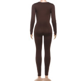 Solid Color Jumpsuit That Wraps Around the Breasts, Swings Around the Neck and Wraps Around the Waist and Hips